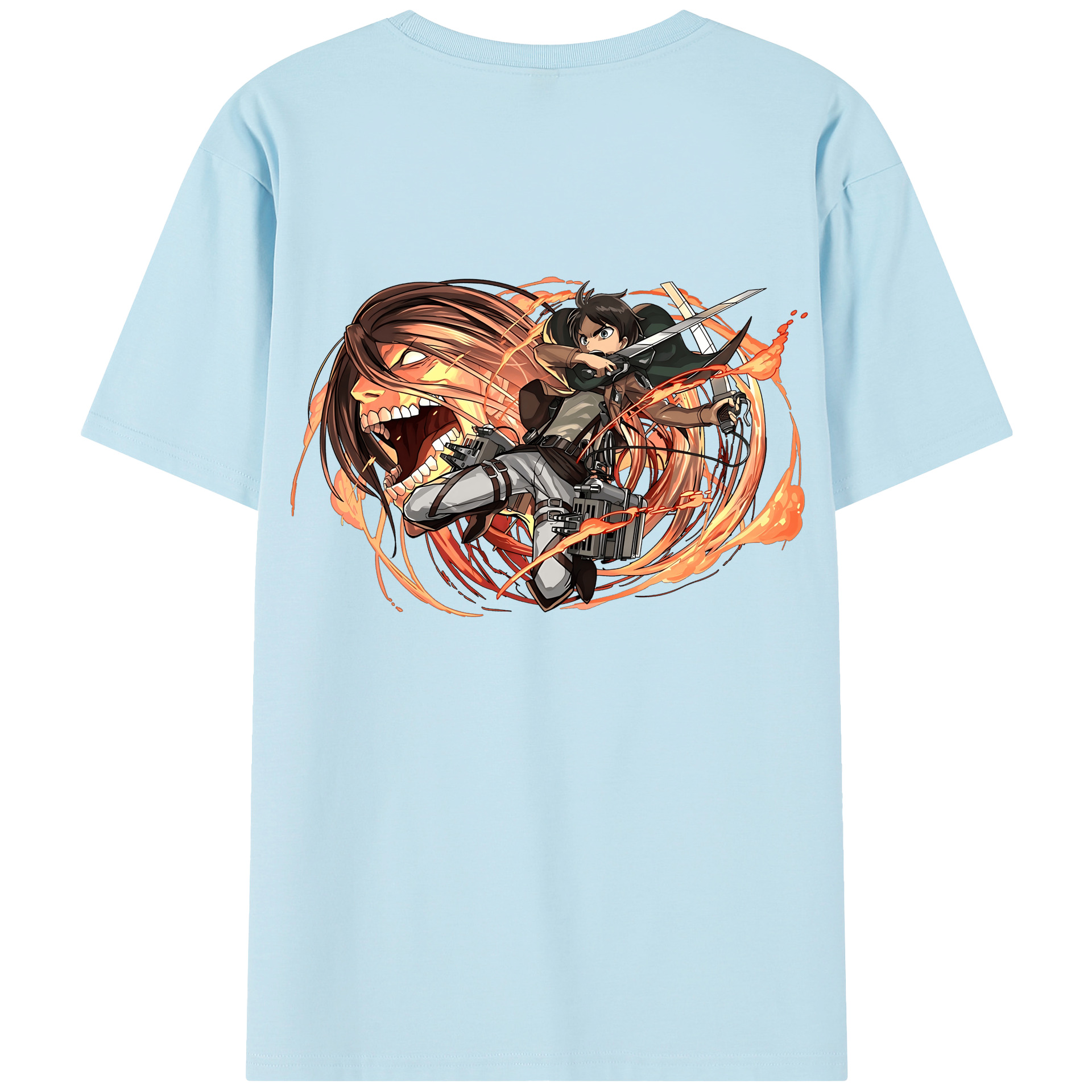 （画像用） 進撃の巨人 エレン･イェーガー Attack on Titan Eren Jäger 綿100％半袖Tシャツ（背面プリント）